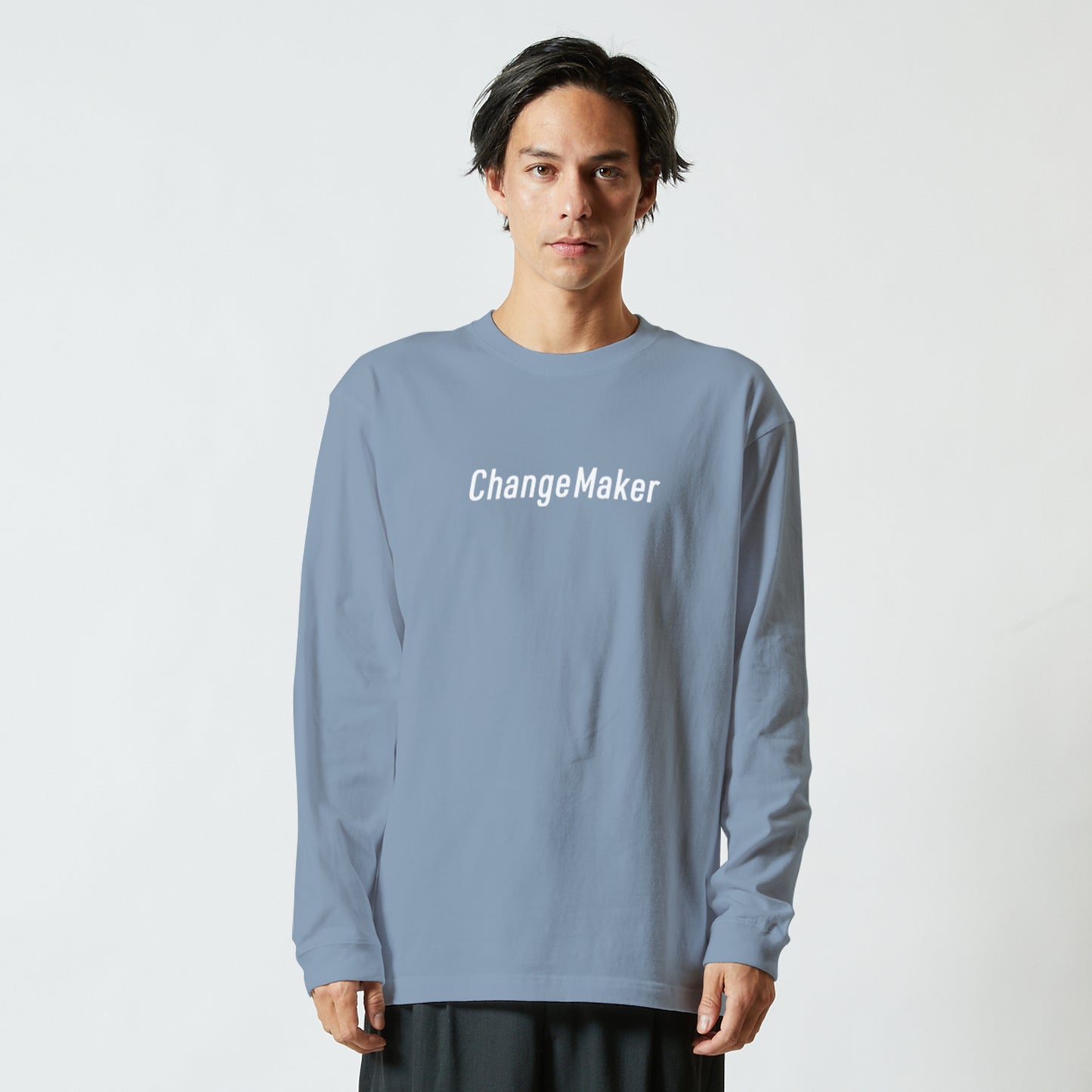 Change Maker ユニセックス ロングスリーブ Tシャツ アシットブルー