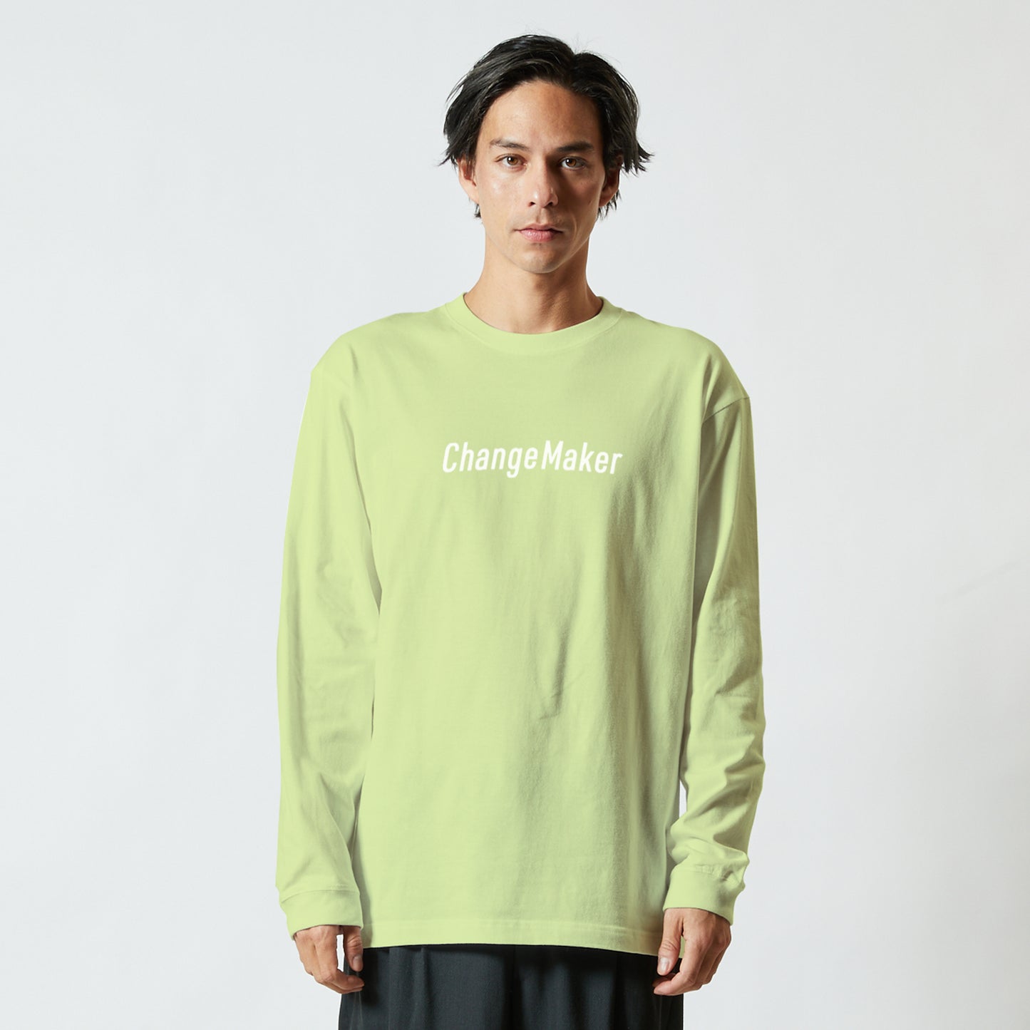 Change Maker ユニセックス ロングスリーブ Tシャツ ライムイエロー