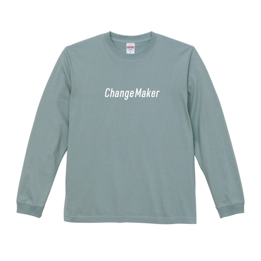 Change Maker ユニセックス ロングスリーブ Tシャツ スモーキーグリーン